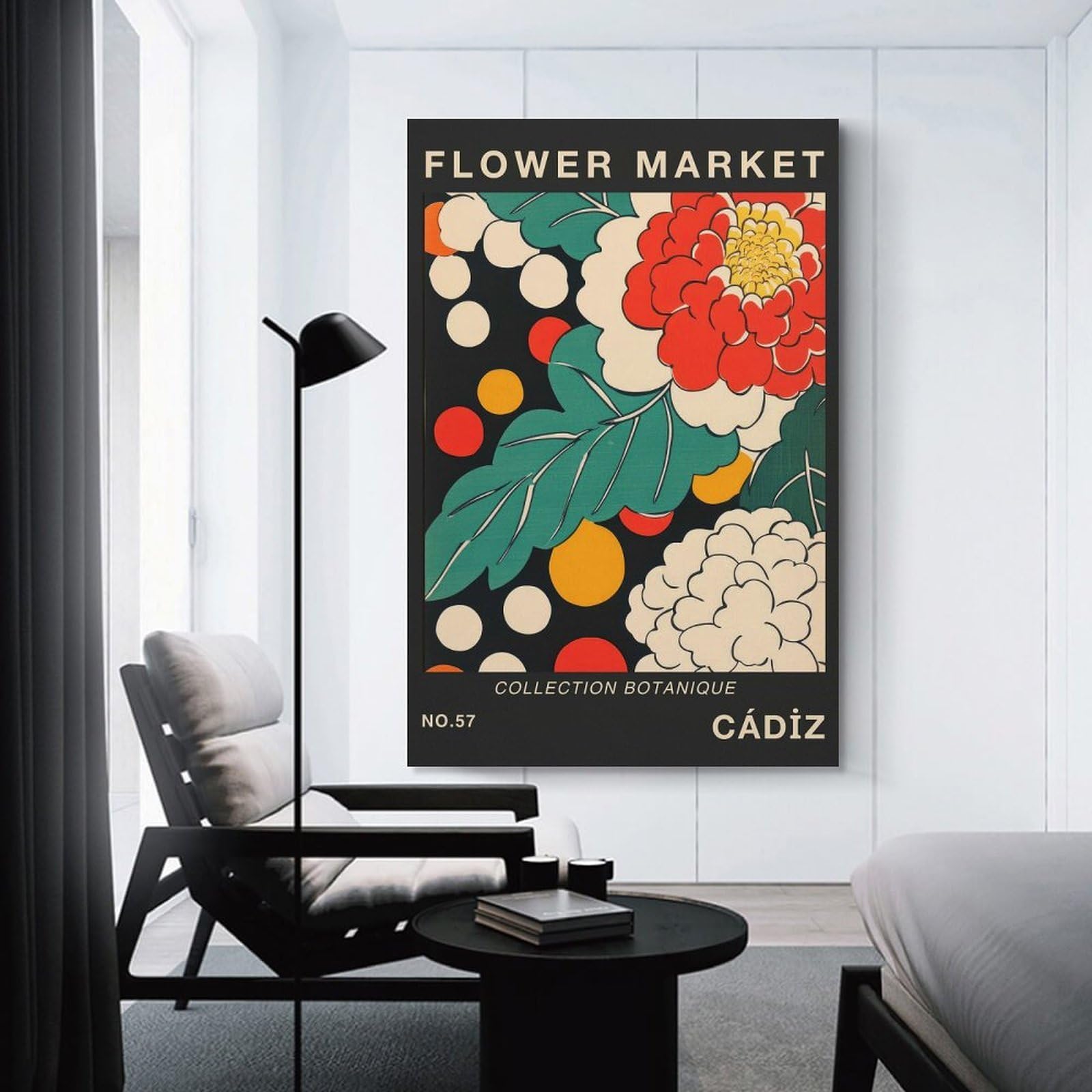 Junmoney Unframe-Style-24 Decorative Wall Artwork Cadiz Flower Market Botanical Travel Poster, 24X36inch(60X90cm), For New Homes, Bedrooms Or Workspaces, Canvas Artwork With Gifting Potential