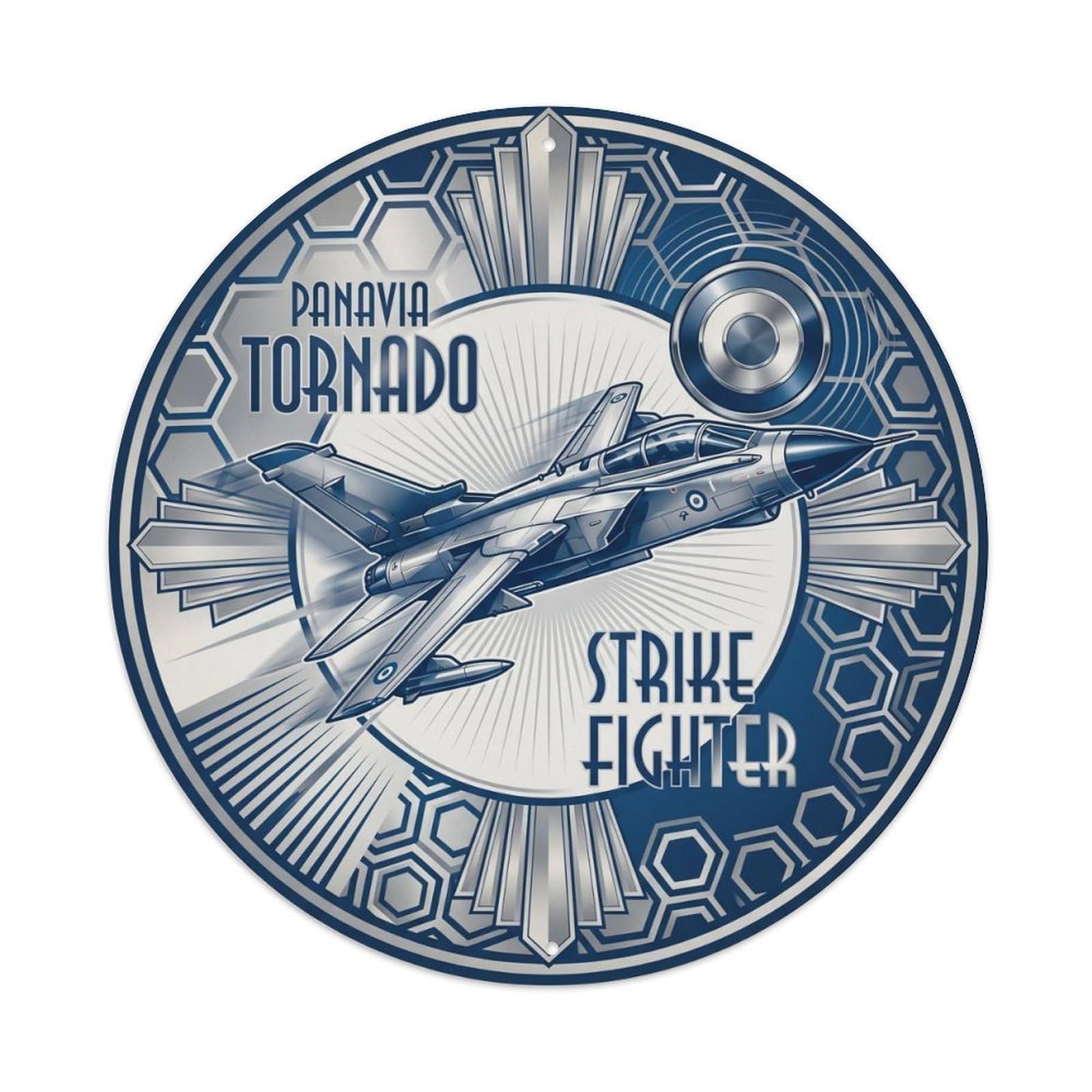 Multirole Strike Fighter Jet Tornado Cold War Military Metal Tin Sign Plaque Wall Decor for Cafe, Man Cave, Club Bar, Office, Home Garden Round Metal Poster 8x8Inch
