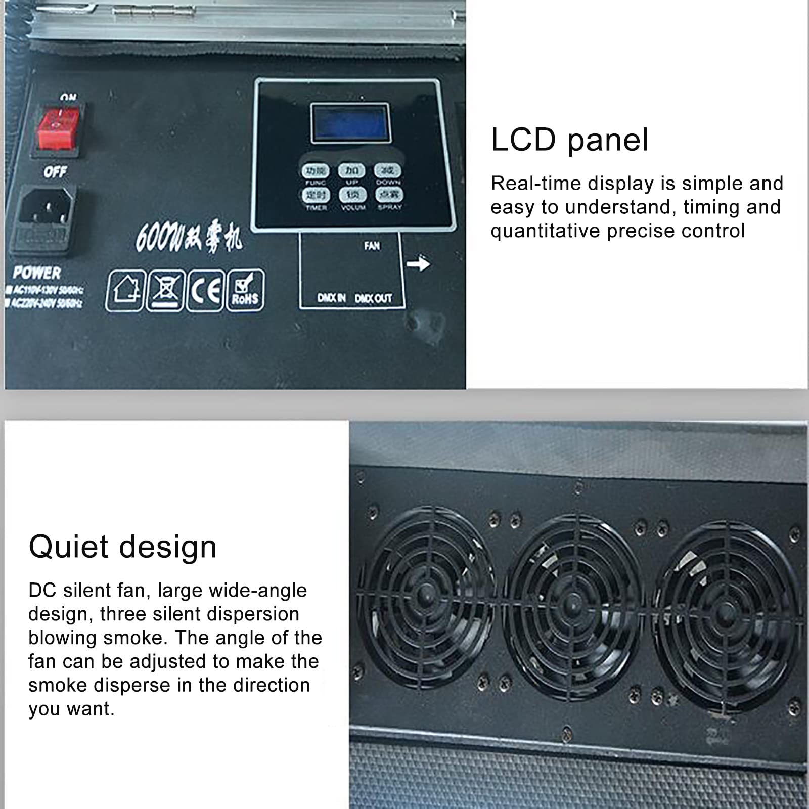 Maszyna do mgły, przenośna maszyna przeciwmgielna sterowana DMX 600 W z walizką lotniczą na wesela i imprezy, idealna na imprezy i produkcje sceniczne