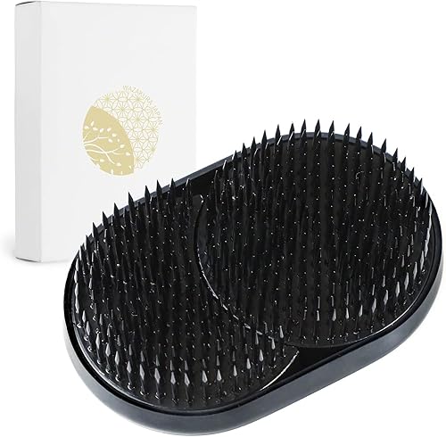 Wazakura Sun and Moon Ikebana Kenzan, fabricado en Japón, soporte de flores japonés con rana pin para arreglos florales (negro sol y luna Kenzan)