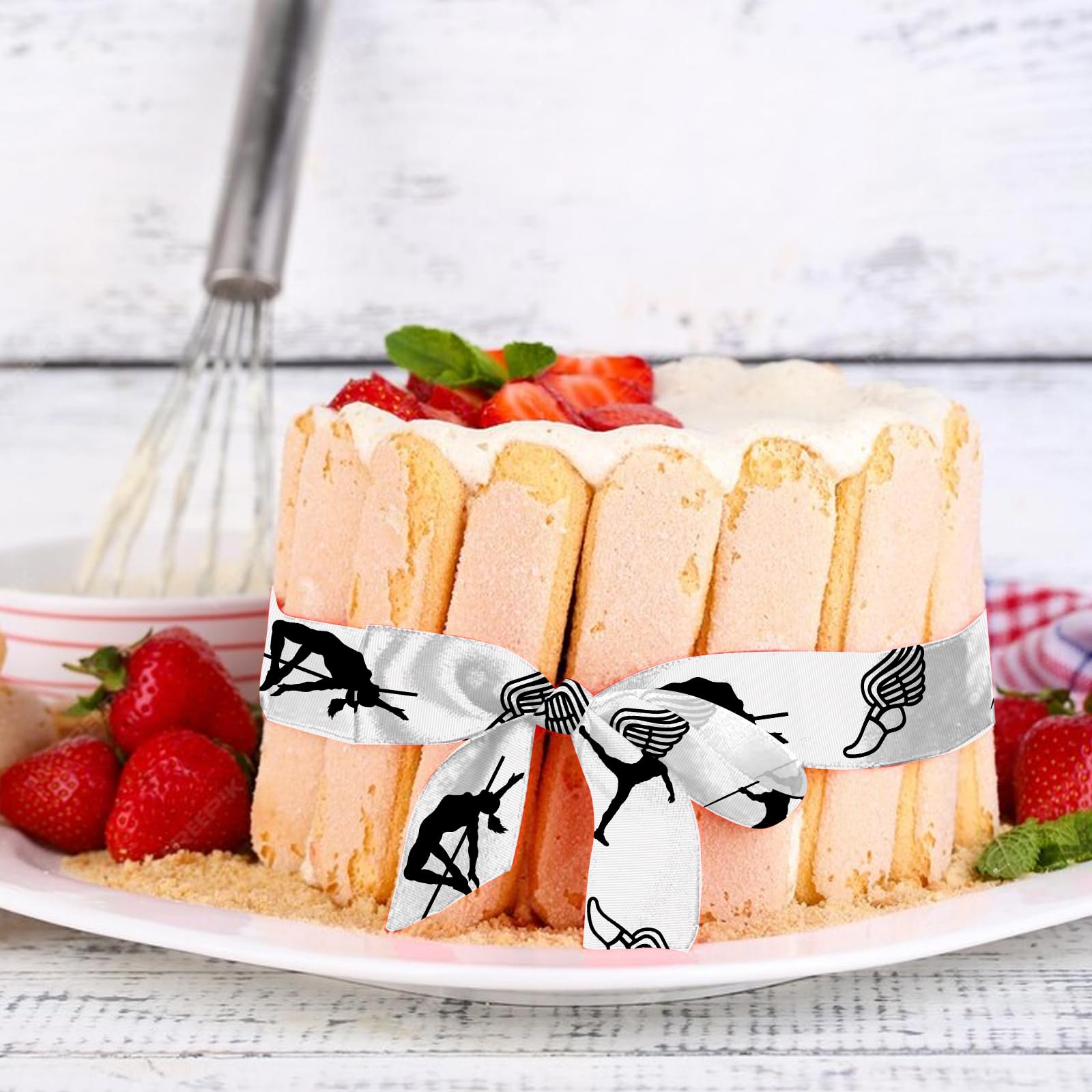 2 Rolls Drill Dancer Grosgrain Ribbon - 7/8 Inch Black White Cheerleader Theme, 10 Yards Total