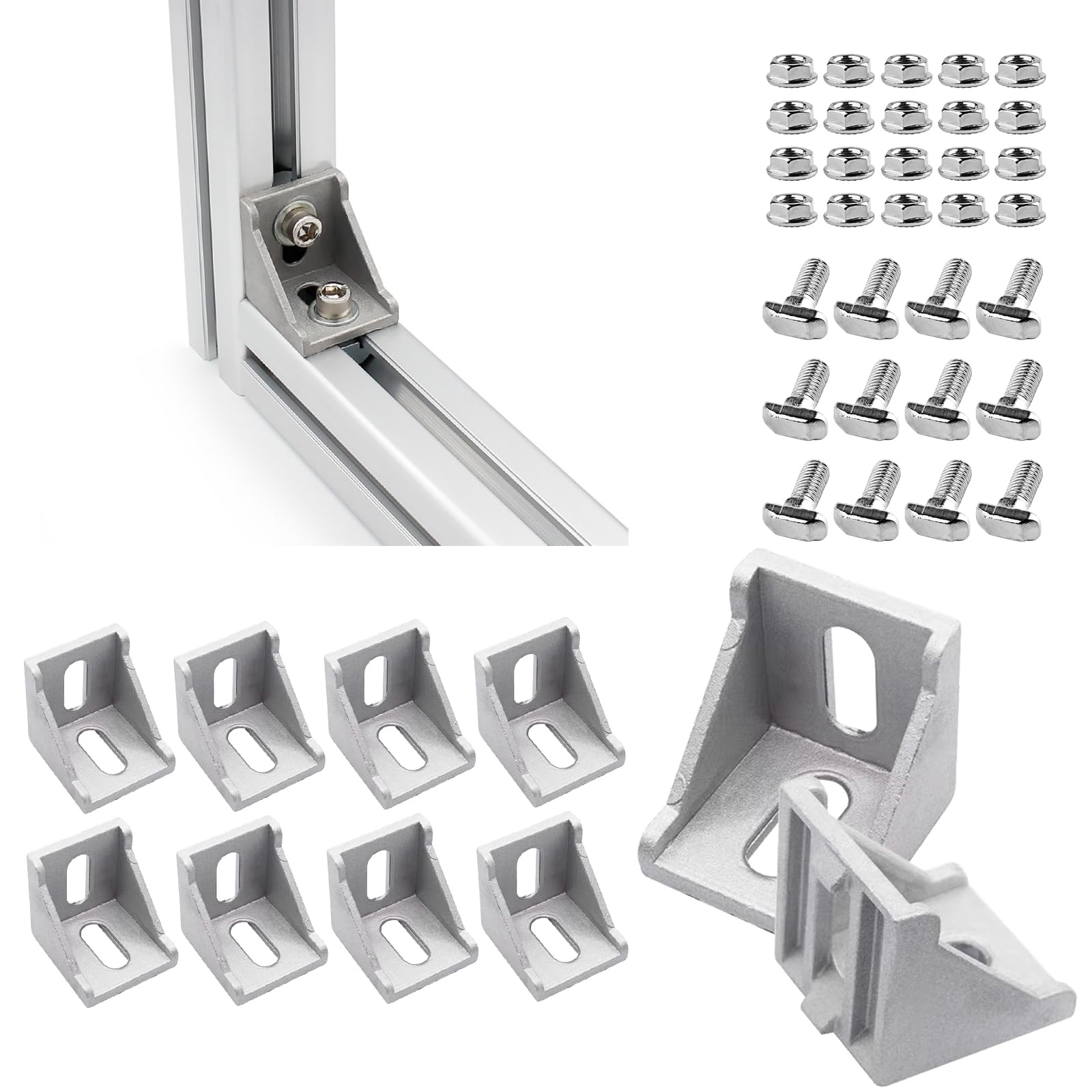 Alu Winkelverbinder 40x40 Aluprofil Winkelverbinder – 10 Stück L- Eckverbinder, 90°, Inkl. Schrauben & Muttern, Für 4040 Profile, CNC & DIY Alu Winkelverbinder 40x40 Aluprofil Winkelverbinder – 10 Stück L- Eckverbinder, 90°, Inkl. Schrauben & Muttern, Für 4040 Profile, CNC & DIY