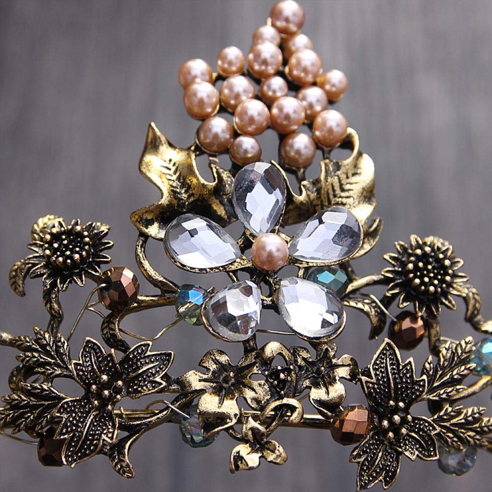 Tiara, stop strasu, ozdoba na głowę dla panny młodej, z perłą, kwiaty, prosta, modna ozdoba na wesele, ozdoba do włosów, w stylu vintage, na imprezę, prezent
