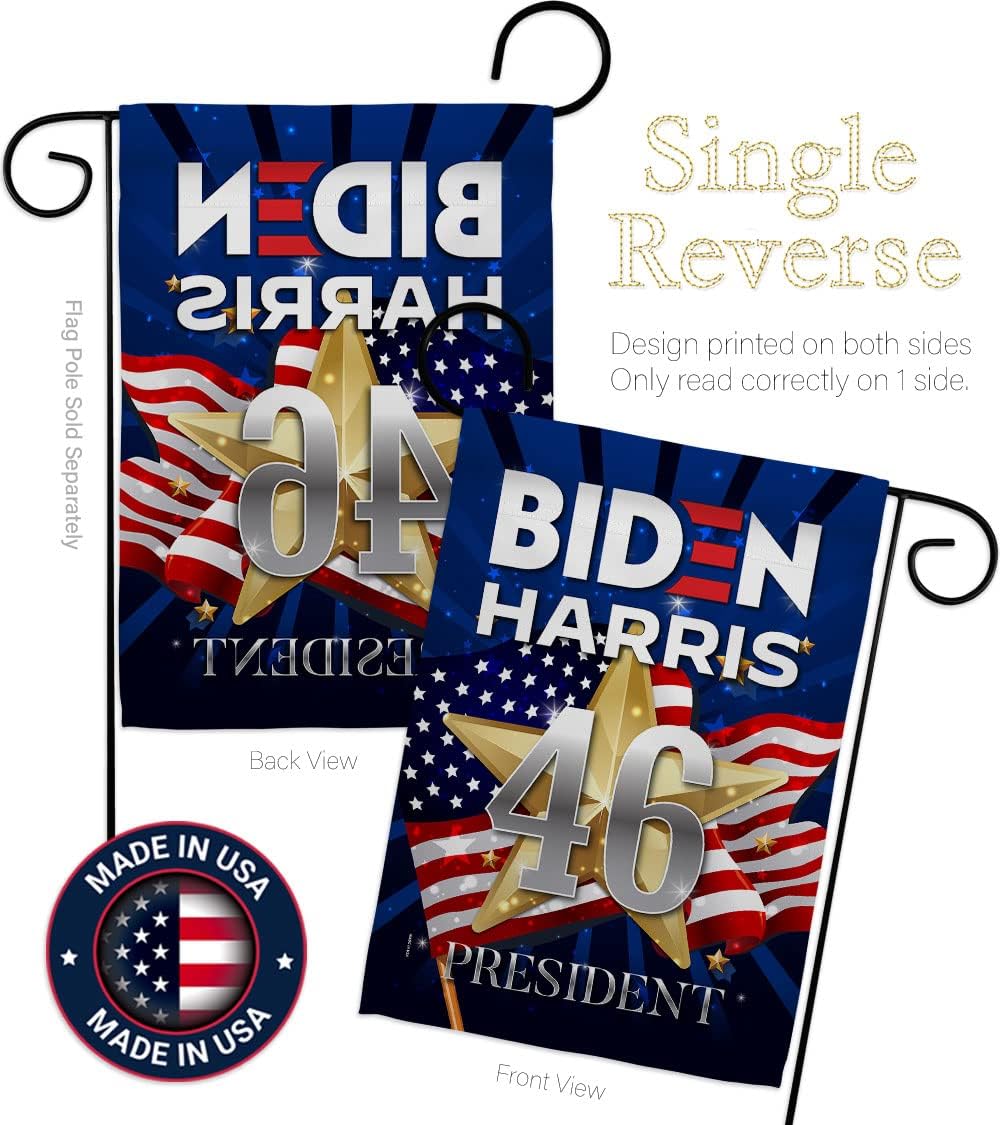 Biden Harris Flag 46 Garden Flag Set Wall Holder Patriotic Vote President Democrat Republican Tea Party United State American Election House Banner Small Yard Gift Double-Sided, Made in USA