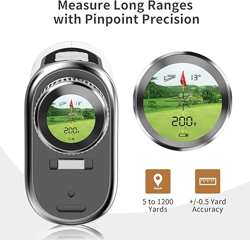 Miniatura 4 de PIIDOTwit Range Finder Golf con pendiente, 1200 yardas de alta precisión con bloqueo de asta de bandera láser telémetro de golf con función de
