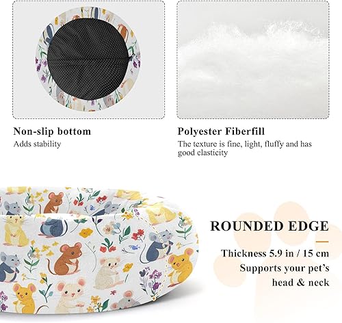 Miniatura 5 de KLL Lindo hurón ratón blanco antideslizante mascota gato cama esponjosa gato cama cueva para mascotas de tamaño pequeño dormir cama elevada para
