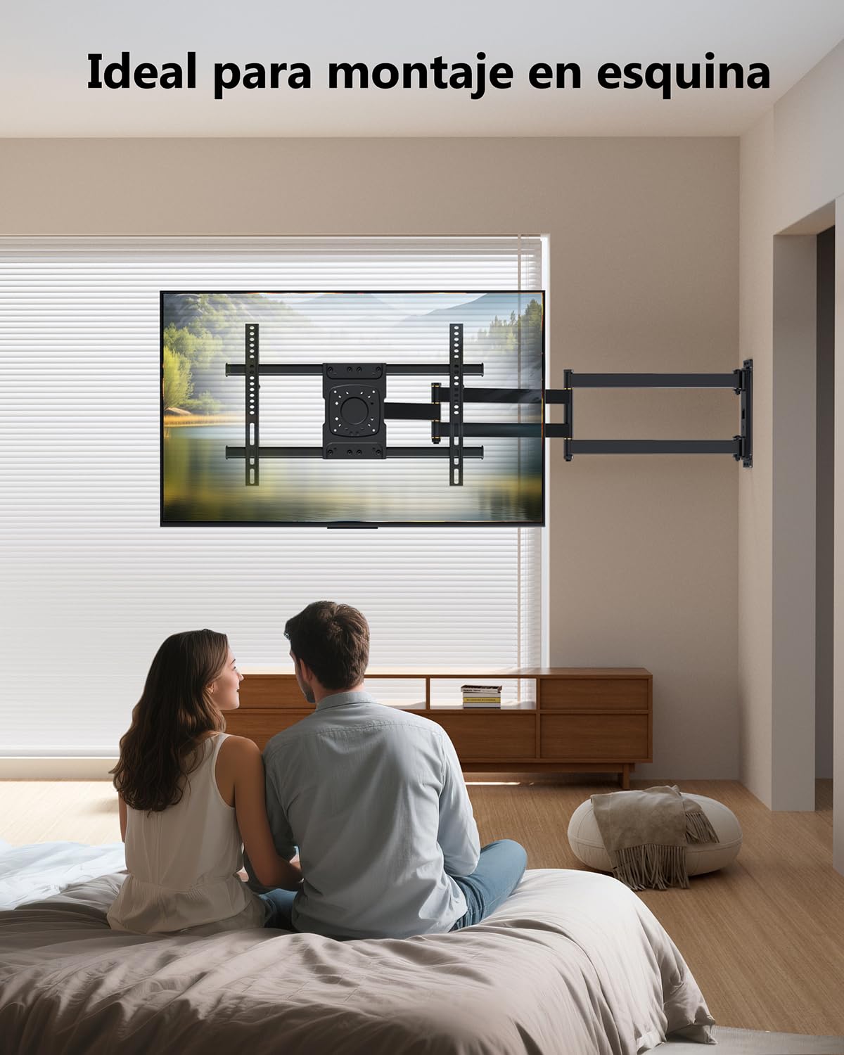 Soporte TV Pared con 1016mm Brazo Largo, Inclinable Giratorio y Extensible, Brazo TV Pared Esquinero para Pantallas de 37-75 Pulgadas máx. VESA 600x400mm hasta 45kg