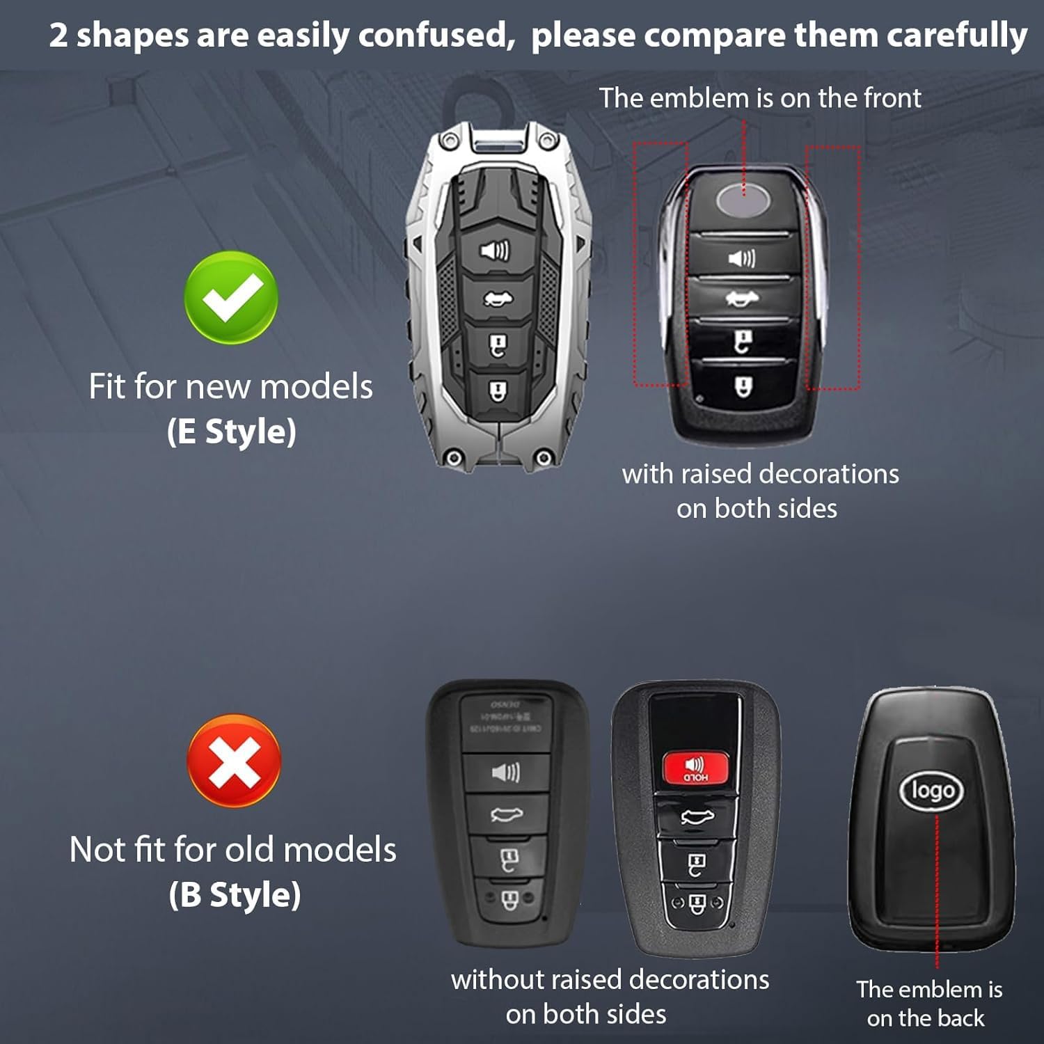 Mech Style Heavy Metal Key Fob Cover, Compatible with Toyota Tundra 2022 2023 2024 2025~, Fit for Corolla Cross Venza Sequoia etc, Zinc Alloy Key Case Protector (1 Pcs, E-Style, Silver)