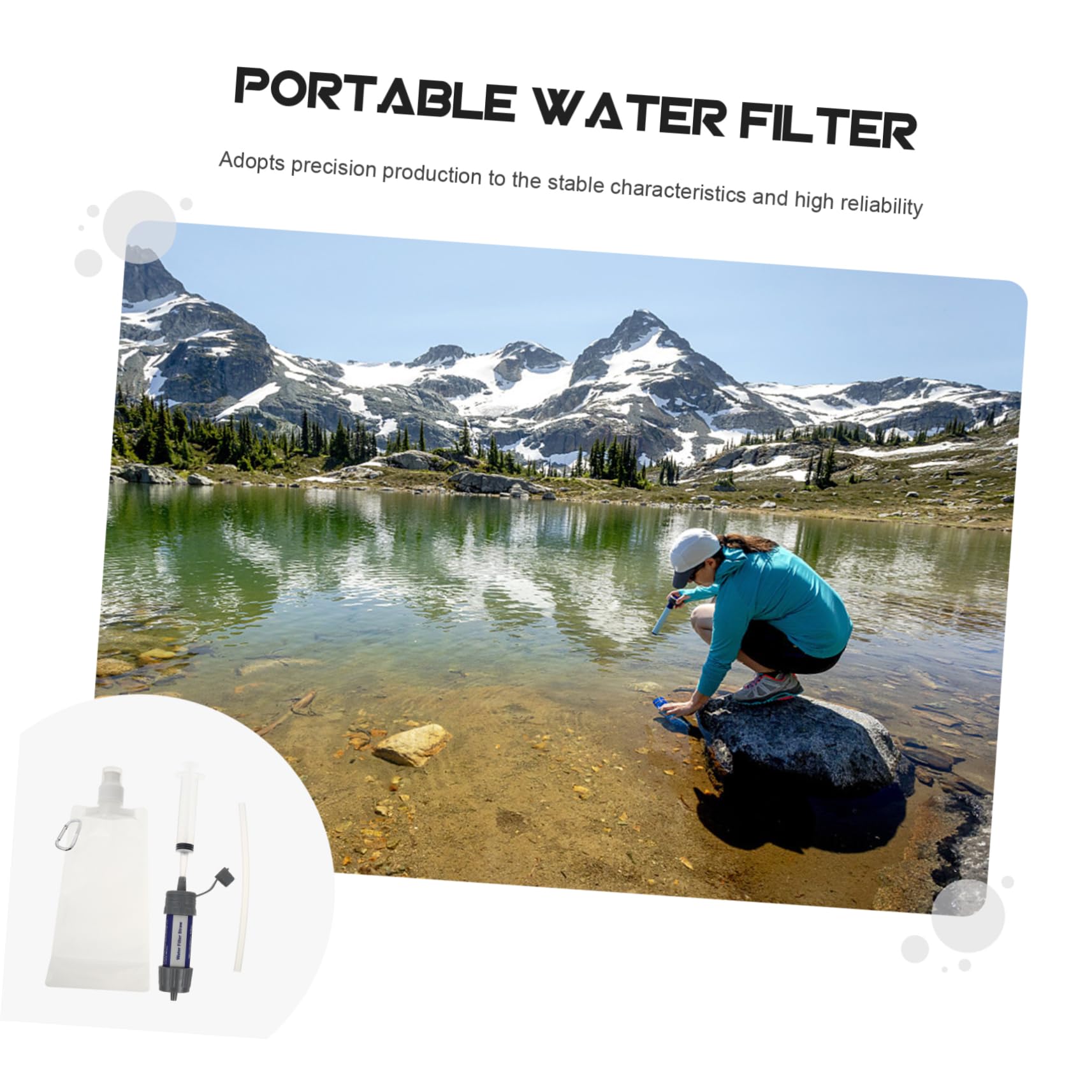 WOONEKY Tragbarer Wasserfilter aus Abs Kleiner Wasserreiniger für Camping und Outdoor Sicher und Präzise Gefertigt Kompakt für Notfall Trinkwasser