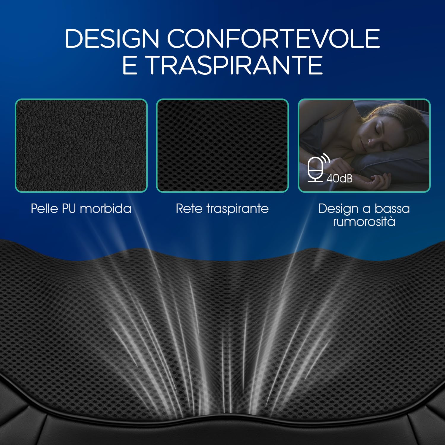 massaggiatore schiena e collo, massaggiatore cervicale elettrico con rullo 4D, intensità regolabile, portatile per corpo massaggiatore (Nero Scuro)