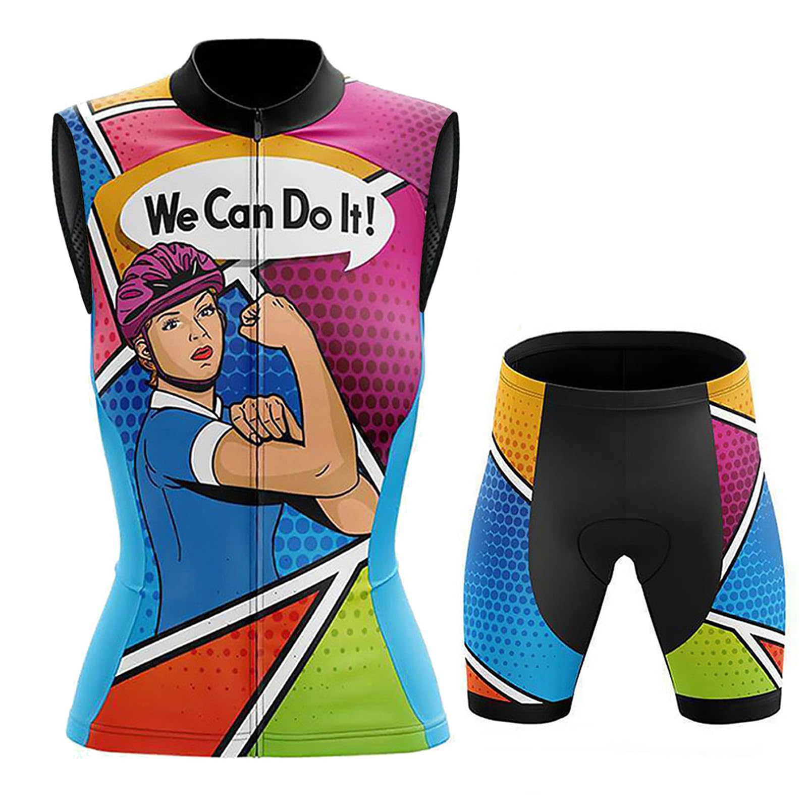 Conjunto Ciclismo Mujer Verano Maillot Bici MTB Sin Mangas Ropa Ciclista | Chaleco Ciclo y Pantalones Cortos Carretera con 19D Gel Acolchado,Completa Traje Bicicleta Transpirable Secado Rápido