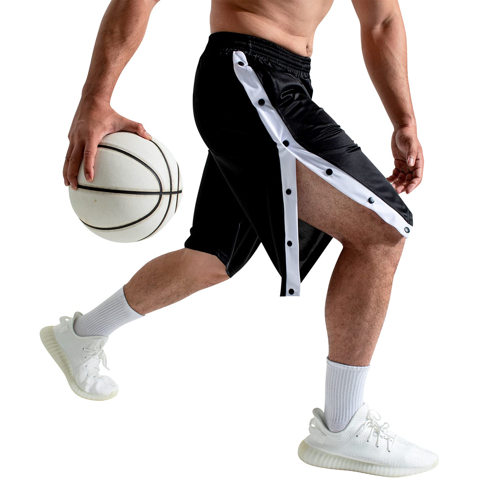 Męskie spodenki do koszykówki spodnie do odrywania sportowe trening bieganie spodnie dresowe na co dzień luźne joggery z kieszeniami, Czarny, L