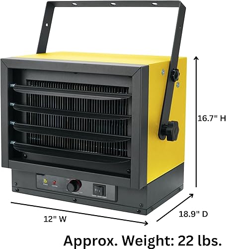 Miniatura 9 de Dura Heat - Calentador eléctrico de techo con cable duro, 5,000 vatios, 240 voltios, protección contra sobrecalentamiento, termostato ajustable y
