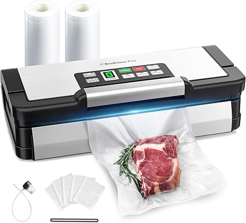 Máquina selladora al vacío de 95 kPa con tecnología AquaLock, para sellos húmedos, sello 2X y 130W, sellador de alimentos totalmente automático