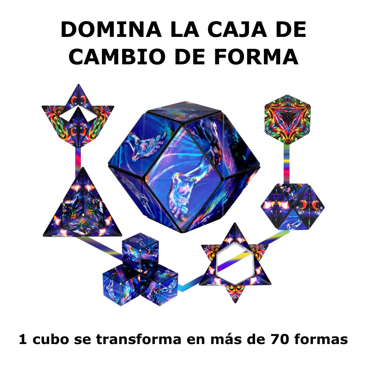 Shashibo Cubo Transformable - Cubo Antiestrés Patentado y Galardonado con 36 Imanes de Tierras Raras - Se Transforma en Más de 100 Formas (Cosmic Surfer)