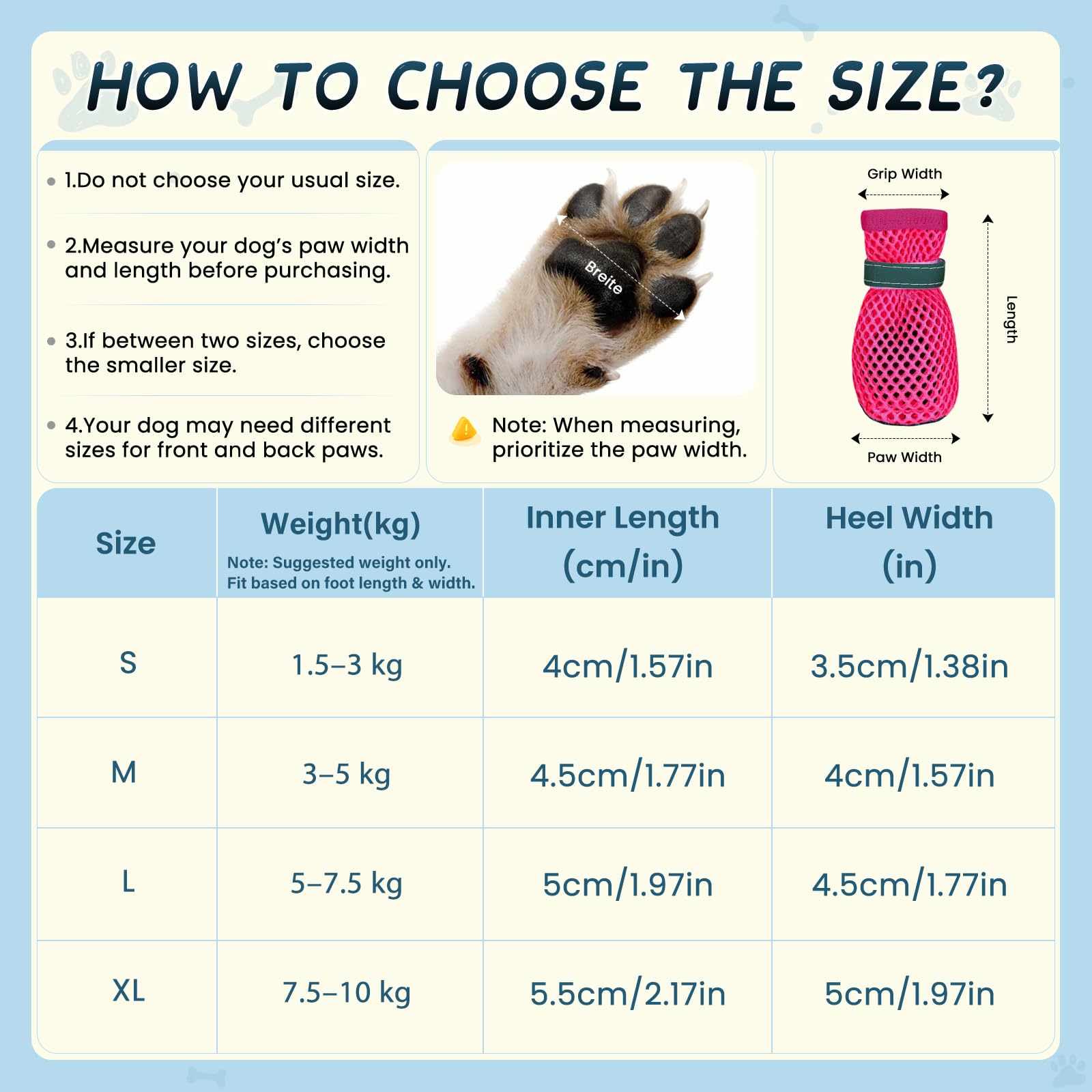 Chaussures d’Été pour Petits Chiens 4 Pièces Chaussures en Maille Respirantes et Antidérapantes pour l’Extérieur Protègent Les Pattes des Brûlures Attention: ne Choisissez Pas Votre Taille habituelle