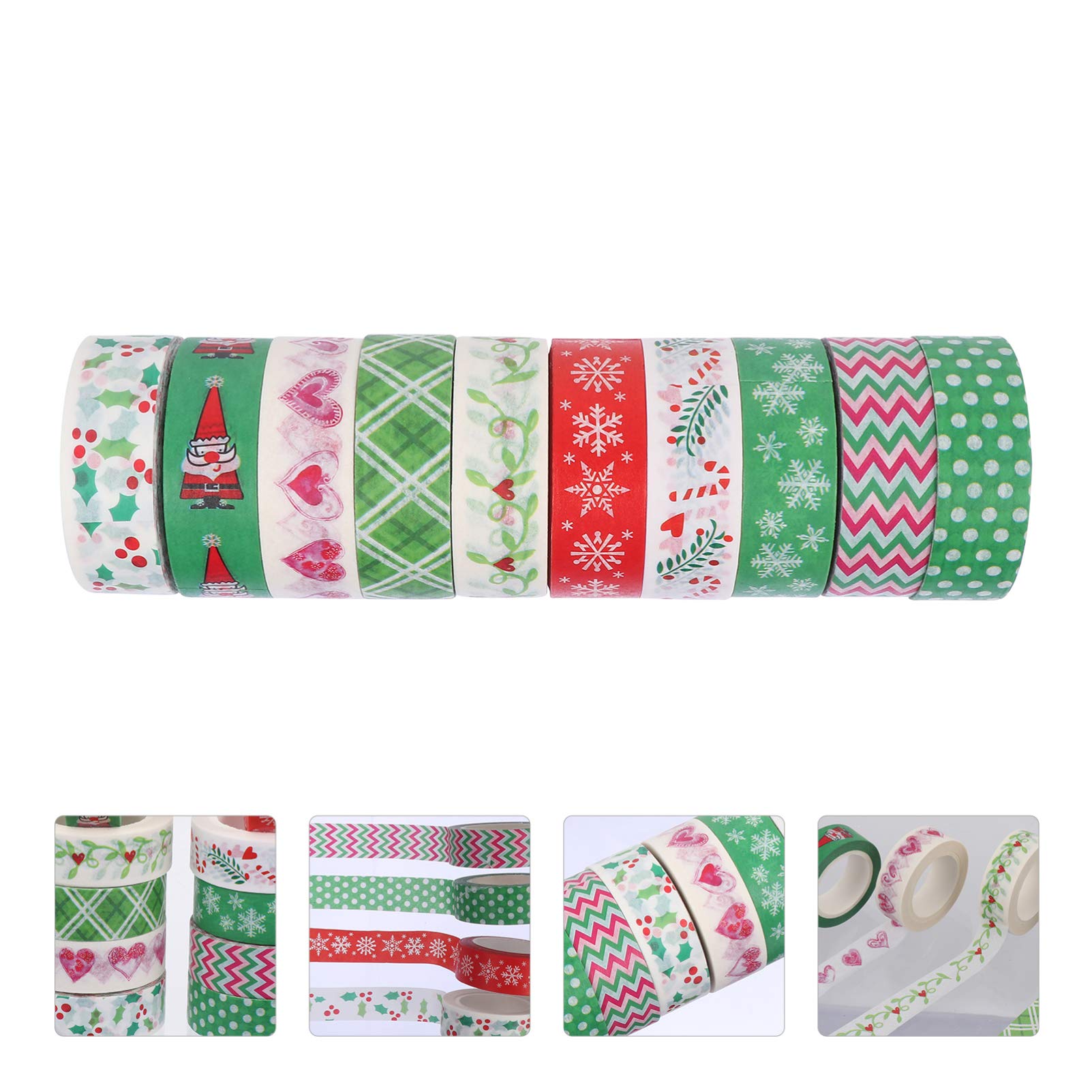 Lurrose 2 Set Di Nastri Artigianali Nastri Artistici Nastri Washi Multiuso Nastri Di Carta Natalizi Design Per Confezioni Decorative 10 Pezzi*2