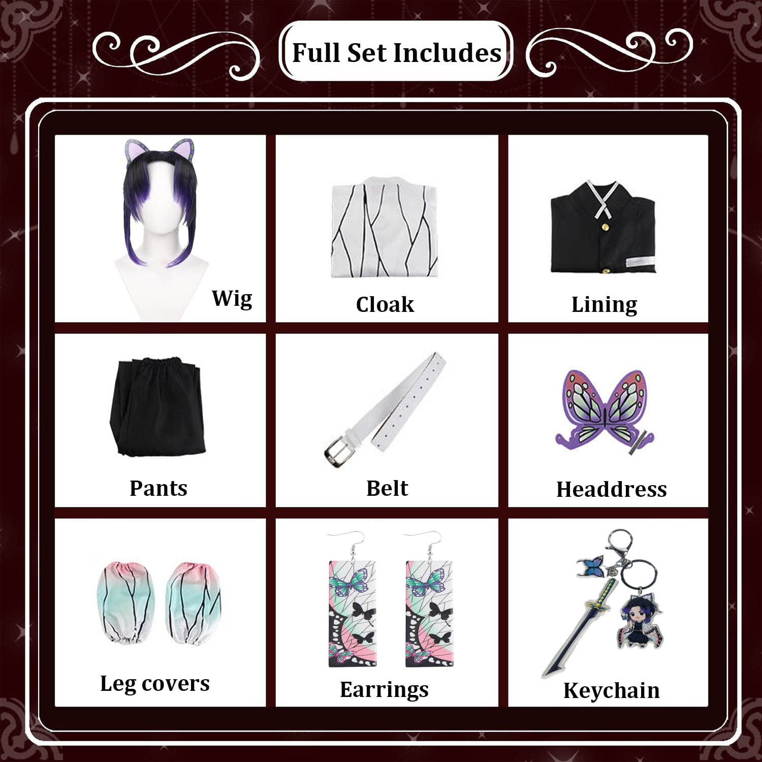 Anime Personaje Kochou Shinobu Disfraz de cosplay Kanroji Mitsuri Juego de role Uniforme Conjunto Completo Halloween Carnaval Traje de Vestir con Peluca para Mujeres