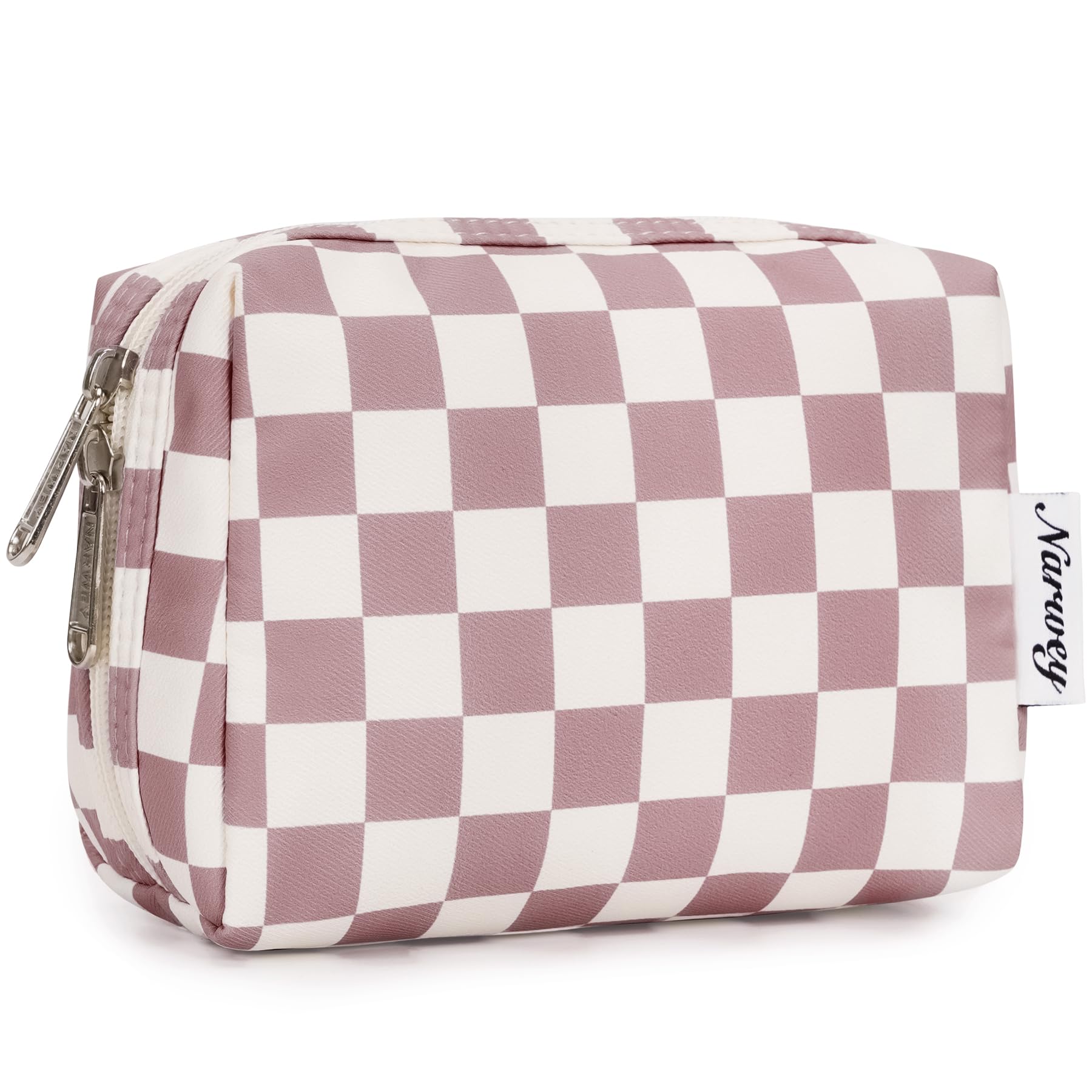 Small Makeup Bag for Handbag Cute Mini Cosmetic Bag PouchTravel Make up Bag for Purse (Blue Leaf, Small) — view 7