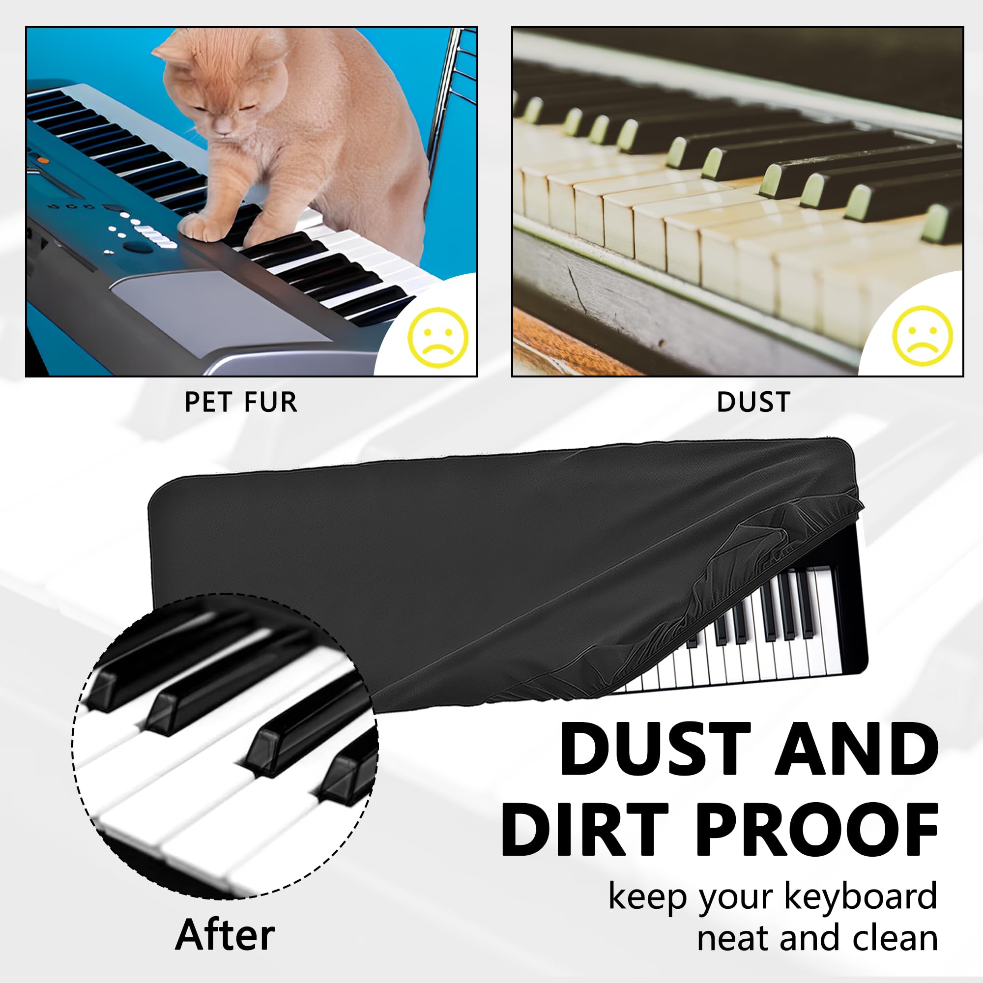 Musiin 61 keys piano keyboard dust cover, compatible with Nektar Impact LX61+,Roland FA-06,Behringer Motor 61 - Image 3