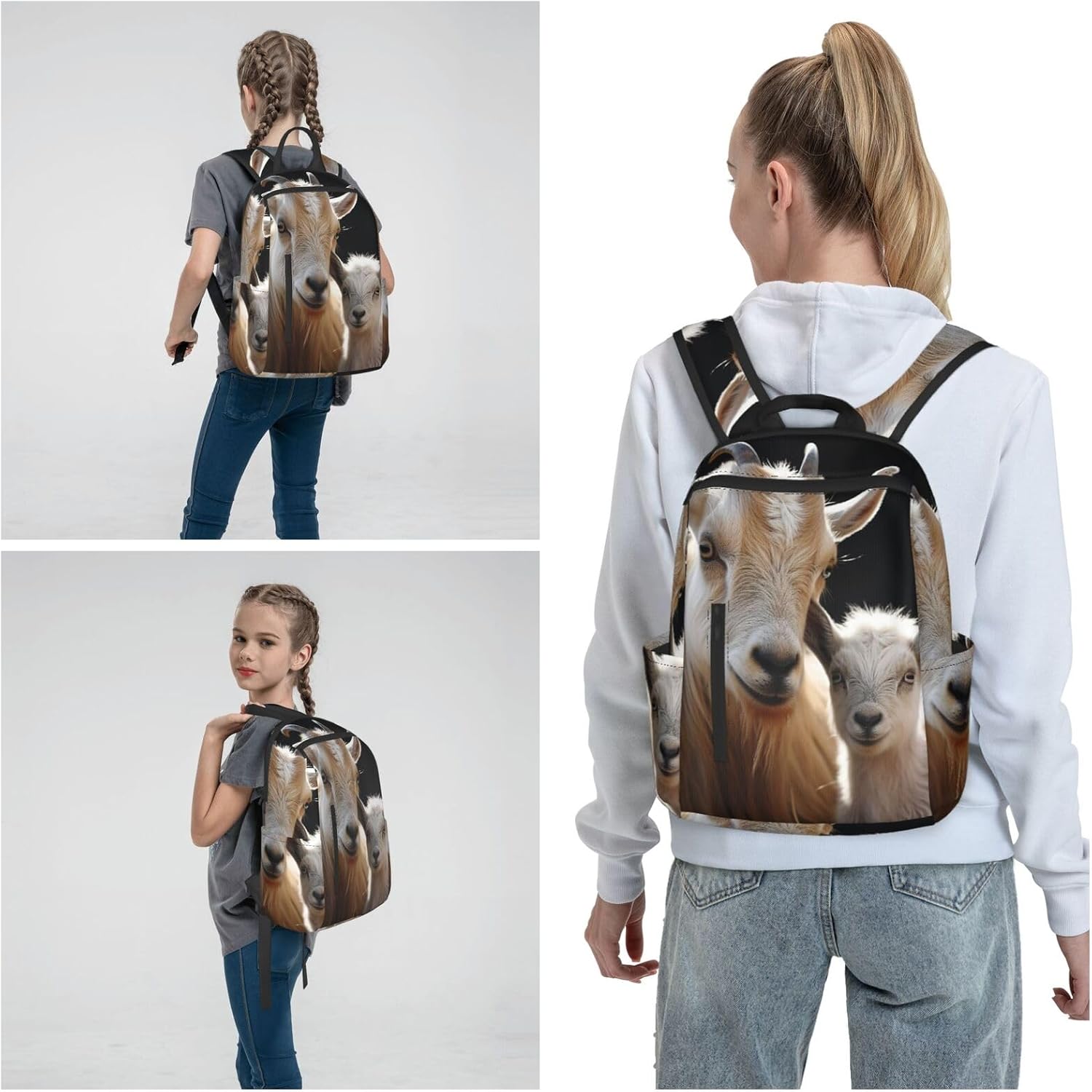 Backpack Cute Goat Laptop Backpack For Men Women Waterproof Large Capacity Travel Casual Daypack, Black, One Size