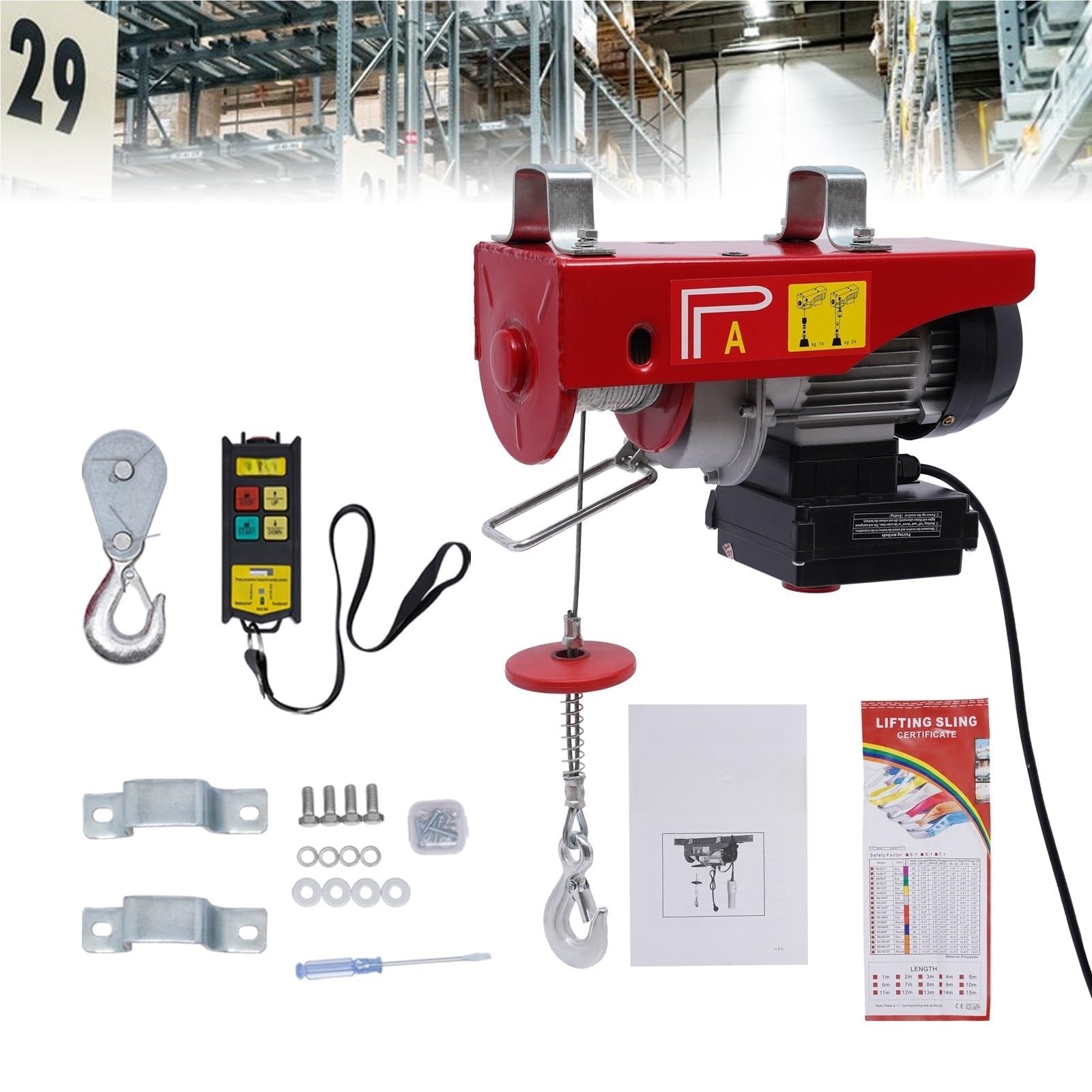 Argano elettrico Paranco Elettrico Da 440 Libbre Con Telecomando Senza Fili, Argano Per Il Sollevamento Nei Magazzini Delle Fabbriche