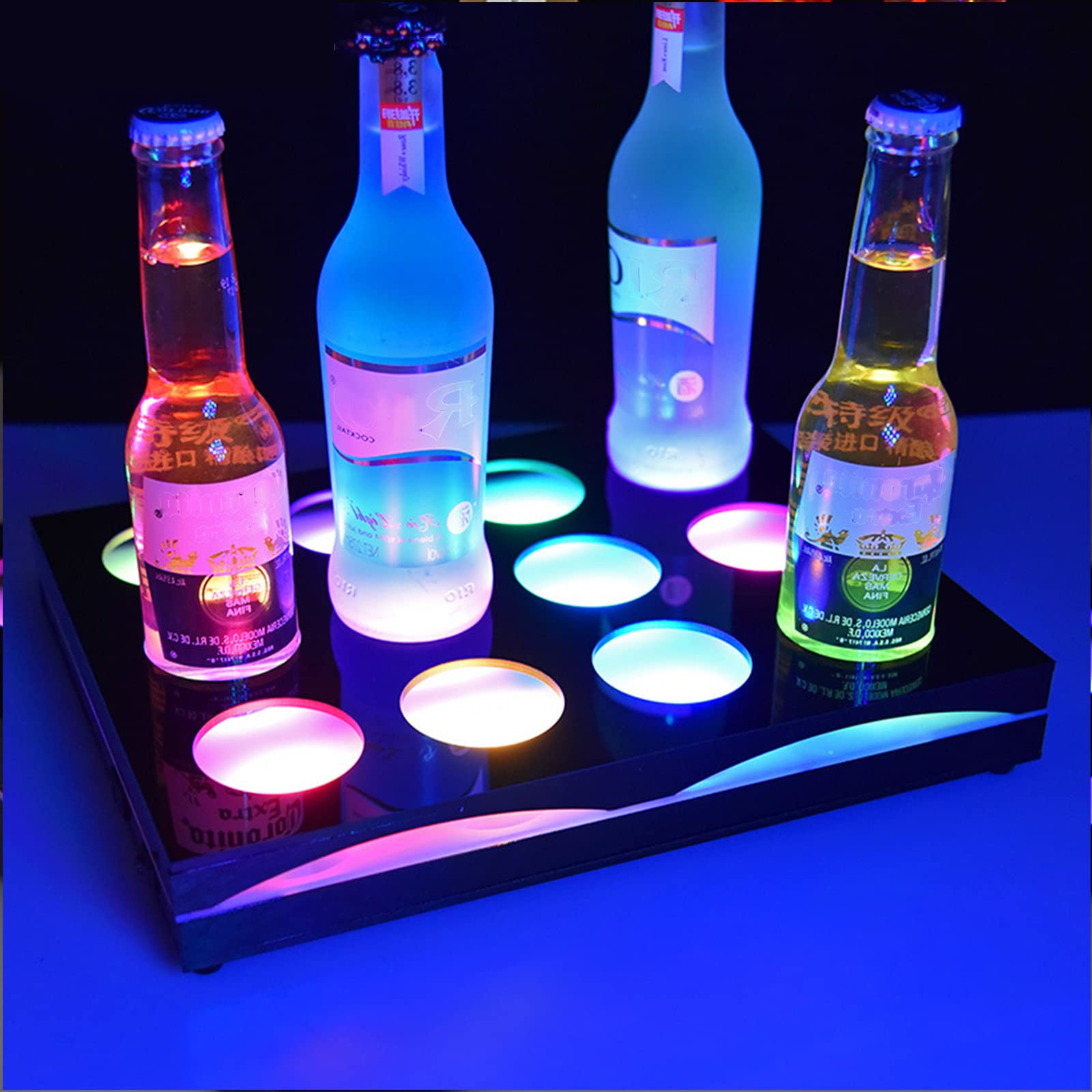 Espositore a LED in acrilico con 12 griglie colorate dimmerabili portabottiglie illuminato per bottiglie di vino e birra perfetto per mostre di vino e birra