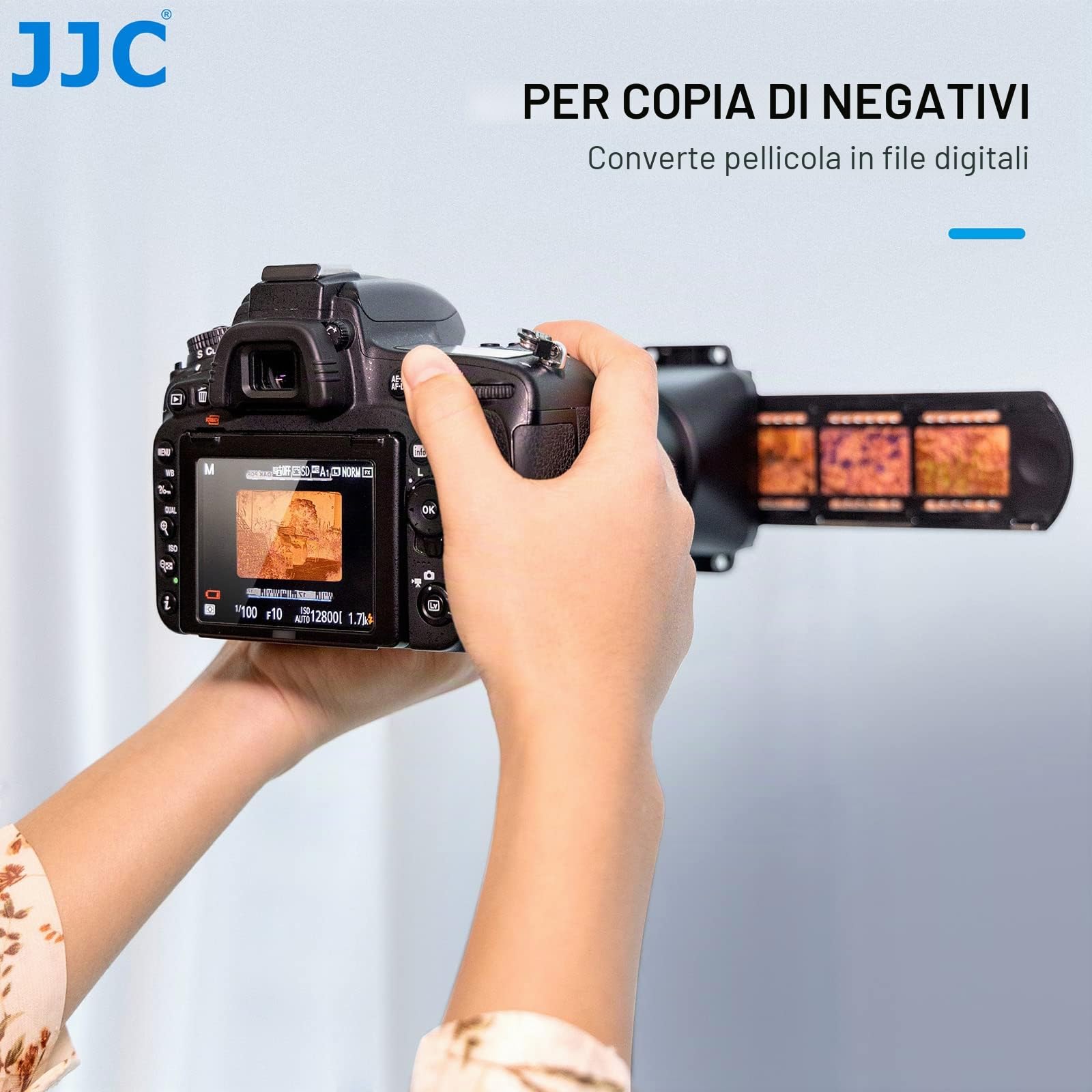 JJC Slide & Film Remake, Con 1 x 35 mm Slide Mount Supporto, 1 Striscia Film Holder e DSLR Barrael Lens Adapter per Copia Negativa, Scanner Negativo per Nikon D850 ES-2
