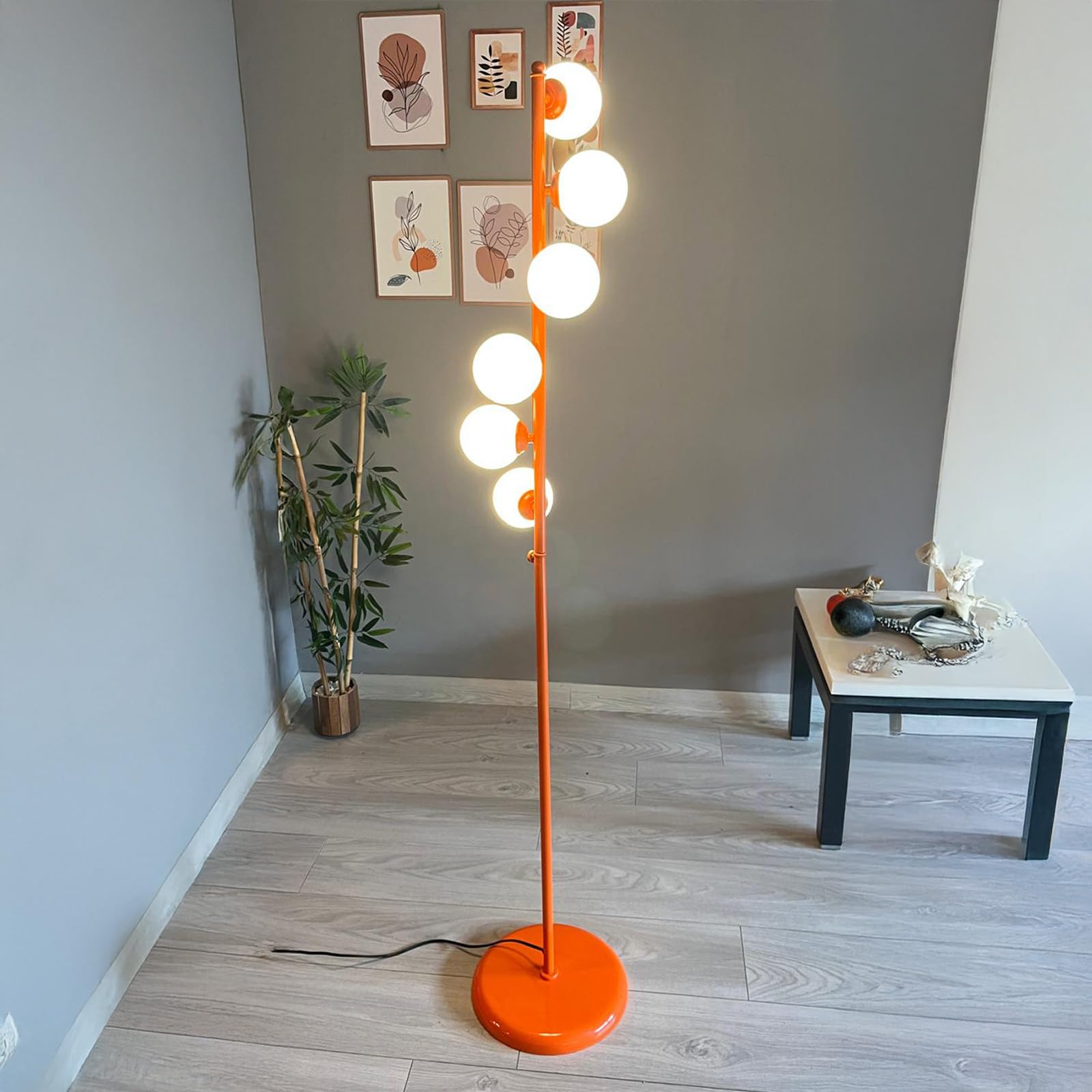 bamyum Metall, Moderne, Stehlampe Wohnzimmer, Schlafzimmer, Kinderzimmer mit G9 Fassung, Stehleuchte Orange