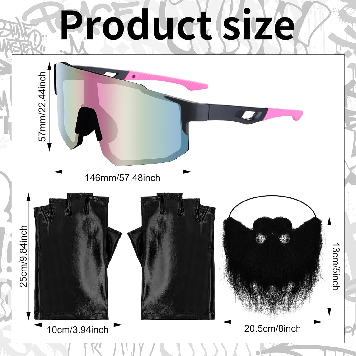 4 Pcs Halloween Game Garbageman Costume 2025 Movie Costume Accessories Include Wig Leather Gloves Glasses and Fake Beard for Cosplay Party