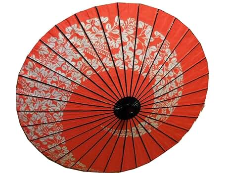 舞踊傘 赤 和傘　　直径116cm Amazon | 和傘 紙傘 踊り傘 舞踊傘 日本舞踊 (桜渦 赤色) | 服