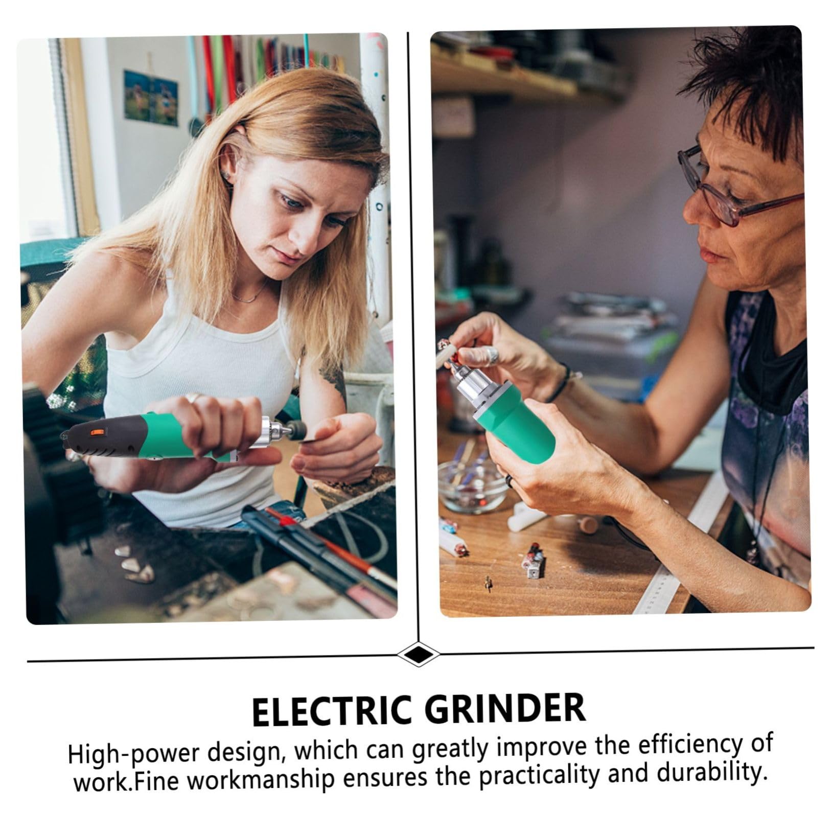 jojofuny Amoladora Eléctrica de 500 W Velocidad Ajustable y Portabrocas de 6,5 Mm, Herramienta Rotativa de Plástico y Metal para Grabado y Corte en Trabajos Precisos
