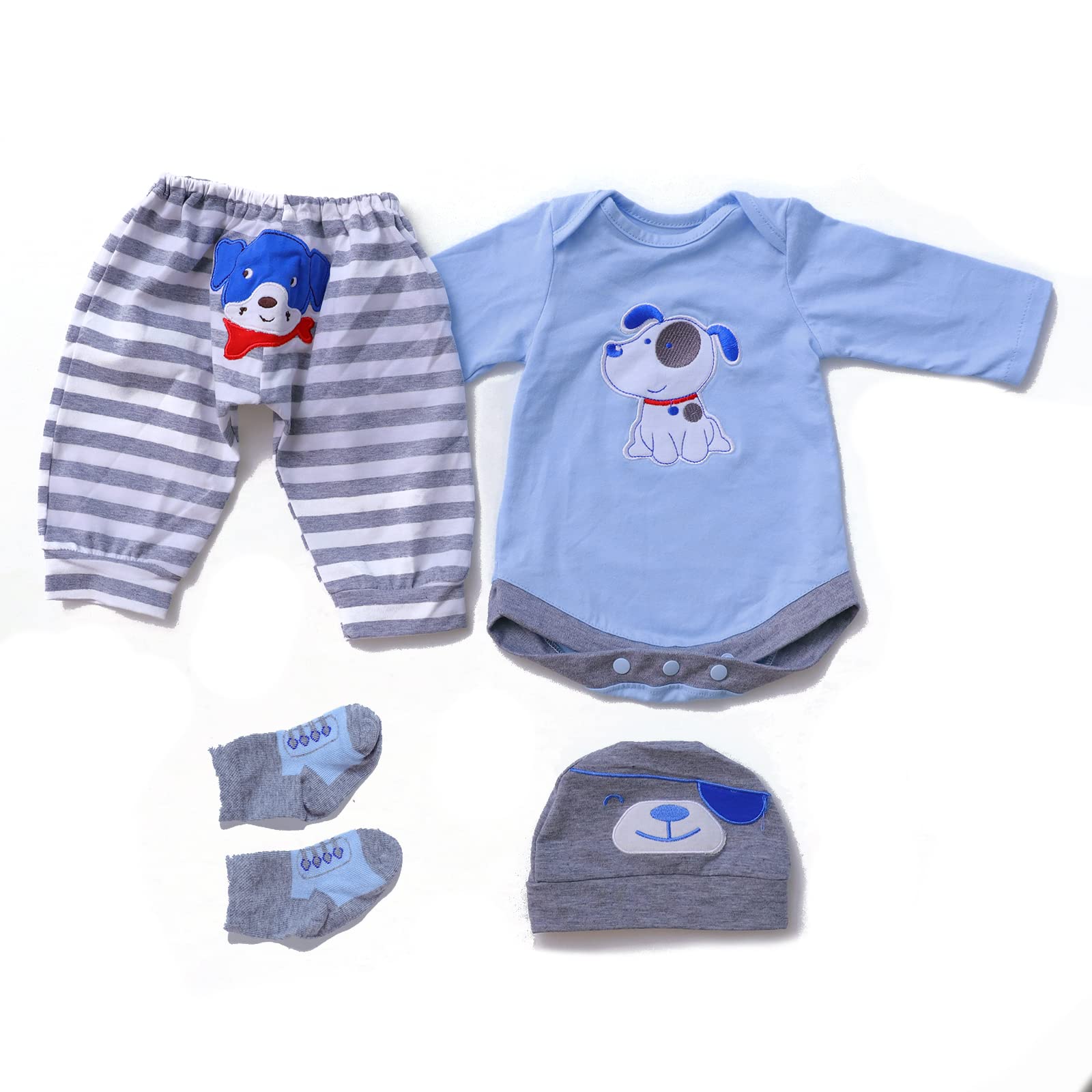 ZIYIUI Vestiti per Bambole per New Born Baby Doll, Cotone con Cappello per 18 "-22" Carino Vestiti Bambolotti (45-55 cm) (Blu)