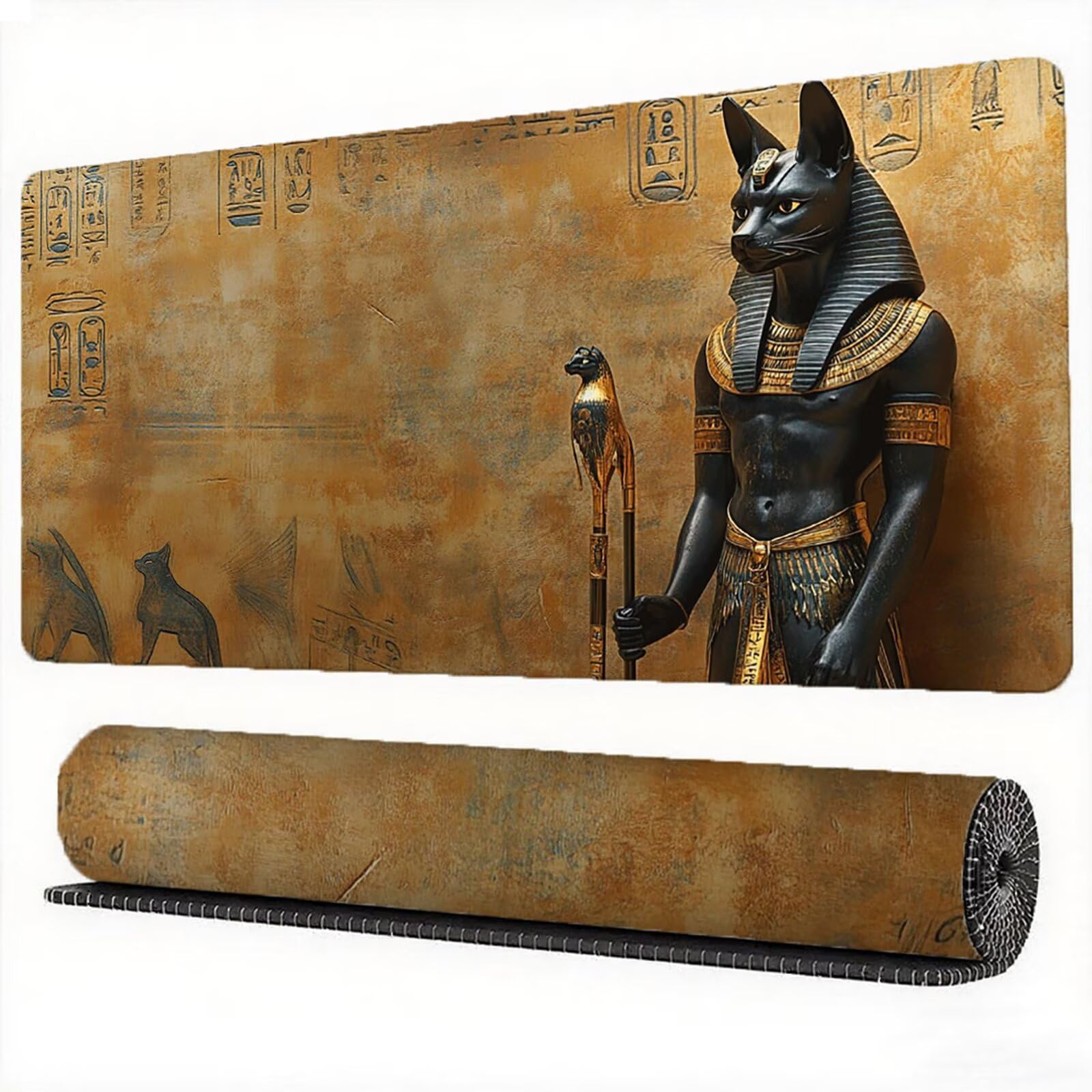 Anubis podkładka pod mysz 1600 x 800 mm podkładka pod mysz dla psa duża japońska podkładka pod mysz antypoślizgowa gumowa podstawa powierzchnia ze szwami na krawędziach mata biurowa do komputera