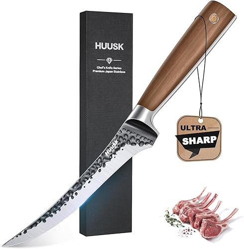 Miniatura 9 de Huusk Santoku Cuchillo de cocina japonés de 7 pulgadas, cuchillo de cocina forjado a mano, cuchillo de chef afilado para verduras, carne, cocina