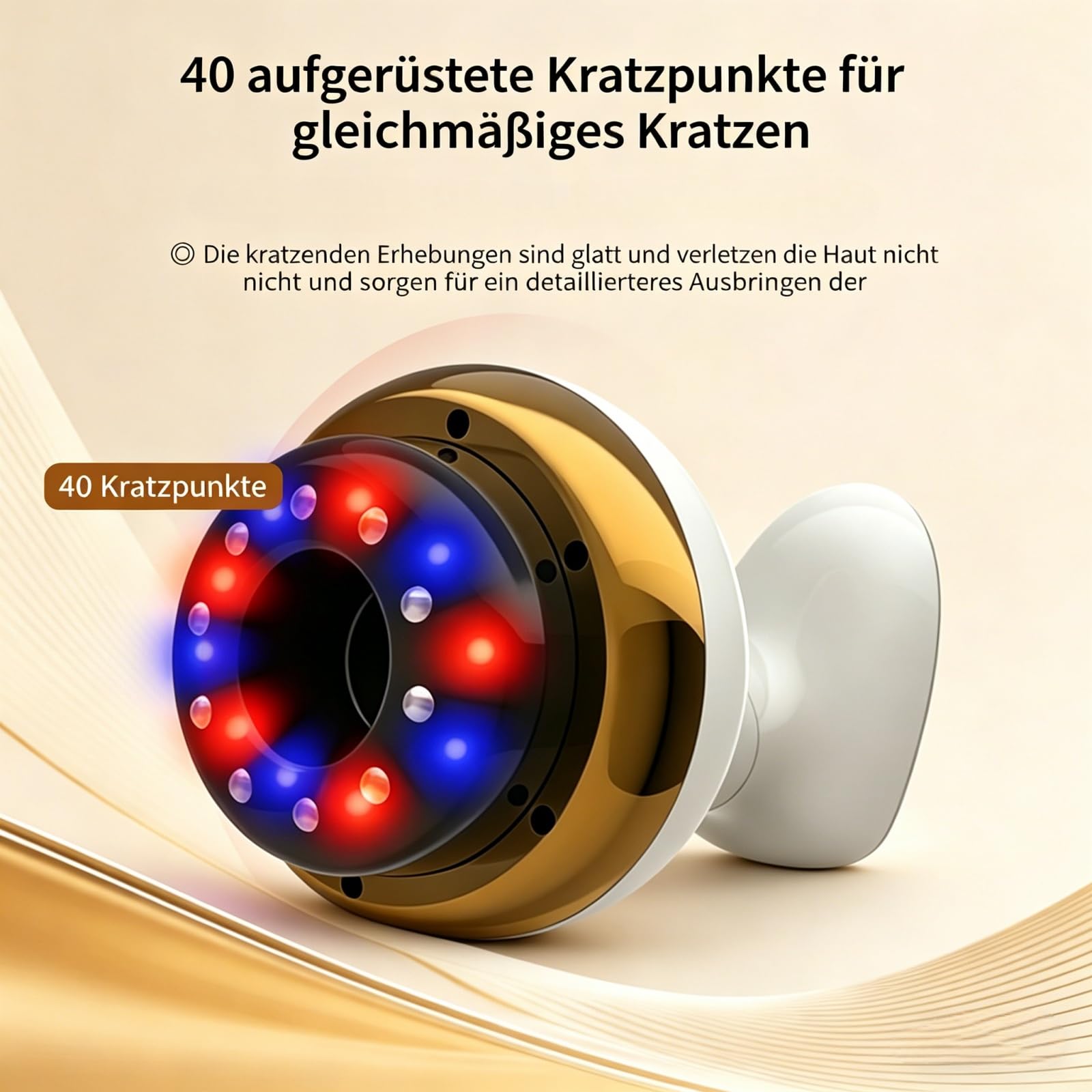 Vacuvia Cellulite Massager 4-in-1 Anti-Cellulite Device for Body Tightening, Lymphatic Drainage & Blood Circulation mit Wärmefunktion und Vakuummassage, kabellos und aufladbar (Gold)