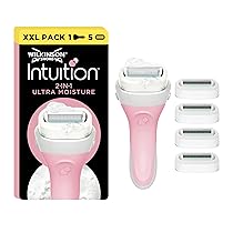 Wilkinson Sword – Intuition Ultra Moisture XXL Pack – Rasoio per donna – Confezione XXL con 1 rasoio + 5 lame di ricarica – Contiene sapone al Burro di Karité