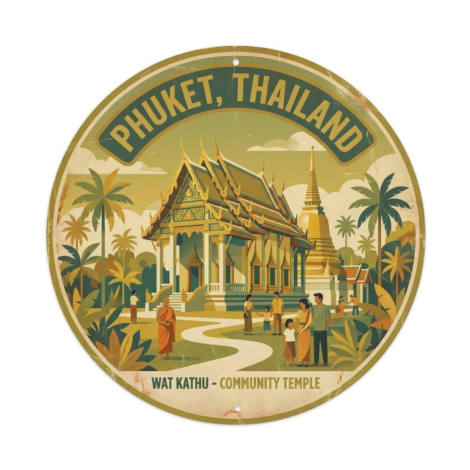 Phuket Kathu Temple Sacred Landmark Cultural Heritage Metal Tin Sign