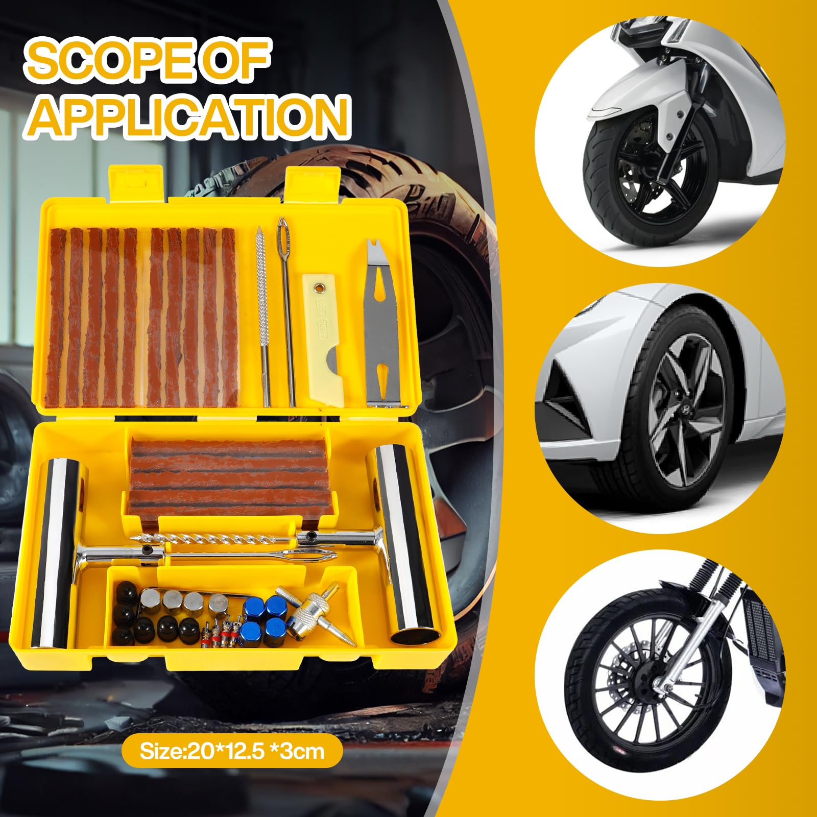 Kit Réparation Crevaison Pneu 35 Pièces - Bouchons Universels, Voiture, Moto, VTT