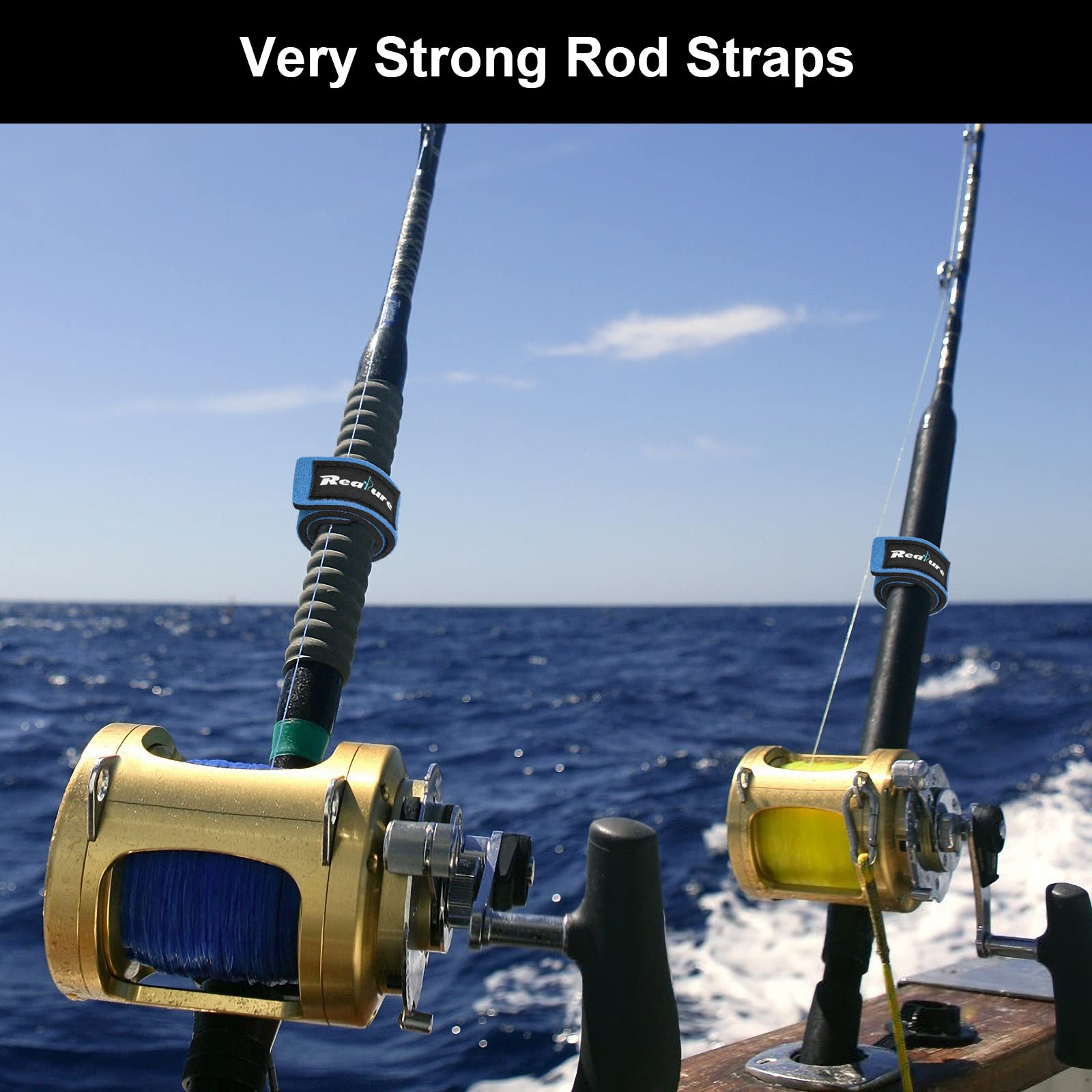 Realure 8 Pezzi Cinghie per Canna Da Pesca Cintura per Canne da Pesca Elastica Regolabile Cinghia per Fissare Le Canna Da Spinning Canne Da Feeder Canne Pesca Fodero Canna Da Pesca (Blu)