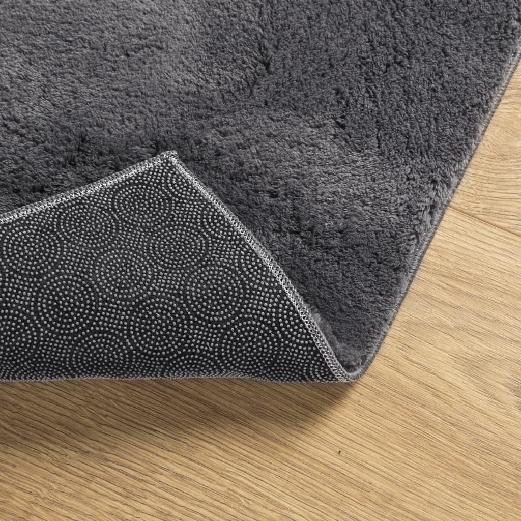 vidaXL Teppich HUARTE Kurzflor Weich und Waschbar Anthrazit 120x120 cm