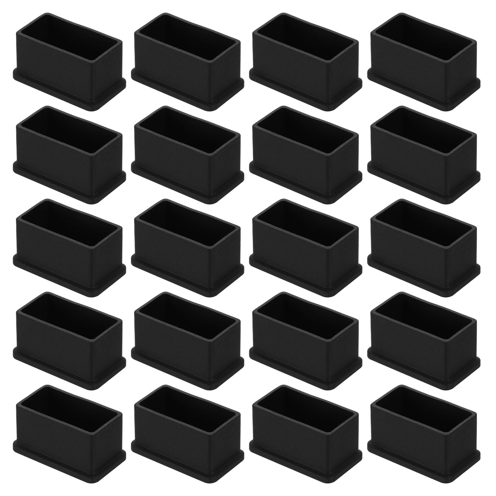 Fundas protectoras de PVC para patas de sillas rectangulares y muebles negros