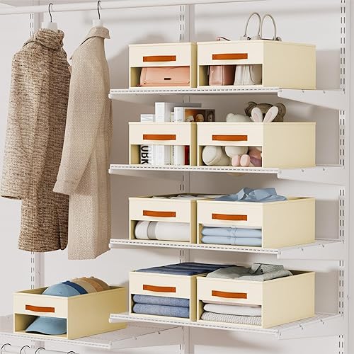 Miniatura 2 de Organizadores y almacenamiento de armario, paquete de 8 cestas de almacenamiento para organización, organizador de armario plegable con ventana