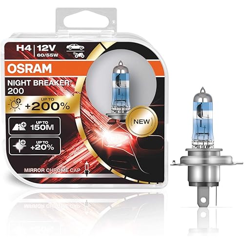 OSRAM NIGHT BREAKER 200, H4, +200% more brightness, halogen headlight lamp, 64193NB200-HCB, 12V, Duo Box (2 lamps), bianco