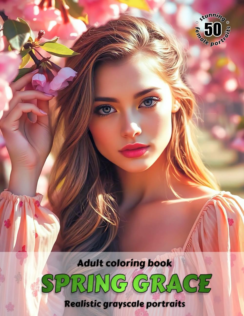 SPRING GRACE – Adult Coloring Book | Realistic Grayscale Portraits | Stunning female portraits to color | for Relaxation and Stress relief | Spring vibe: English Edition (Colorful Adventures)