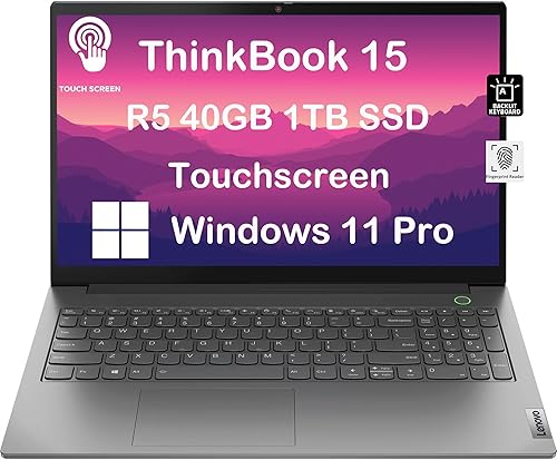 ThinkBook 15 Gen 4 Business Laptop (pantalla táctil FHD de 15.6 pulgadas, 40 GB de RAM, SSD de 1 TB, AMD 6 núcleos Ryzen 5 5625U (Beat i7-1165G7),