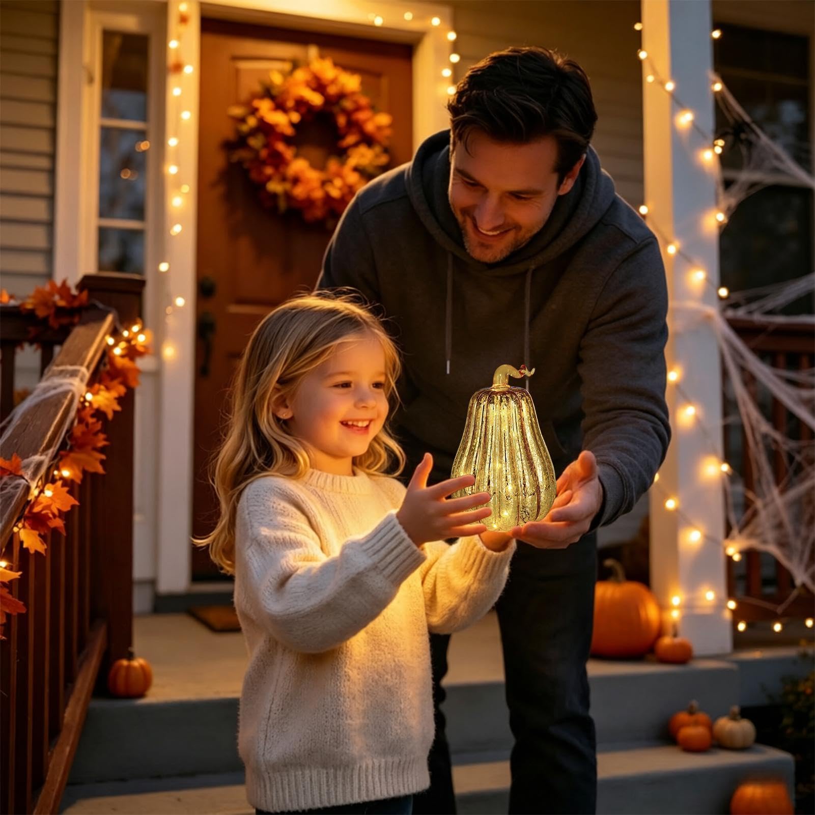 Generico Luminosa Lampada del Raccolto Autunnale con Caldo Arancione | Decorazione Lampada da Tavolo a Per Halloween, Ringraziamento, , Tavolo Da Pranzo, Libreria