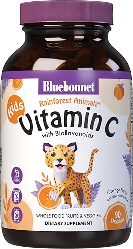 Bluebonnet Nutrition Rainforest Animalz - Tabletas masticables de vitamina C con forma de animal, 250 mg de vitamina C, sin soja, sin gluten,