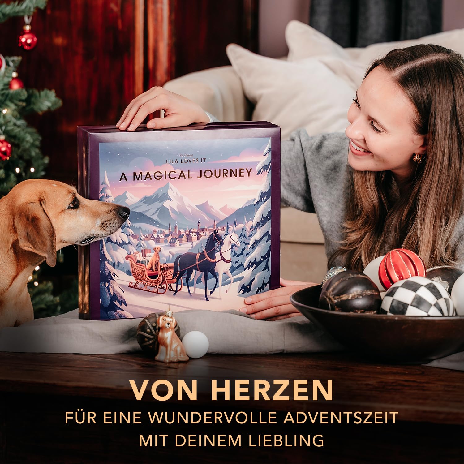 Adventskalender 2026 für Hunde und Welpen – Premium Hundeadventskalender mit 24 Türchen, Hundeleckerlis, limitierten Produkten und Klassikern von LILA LOVES IT