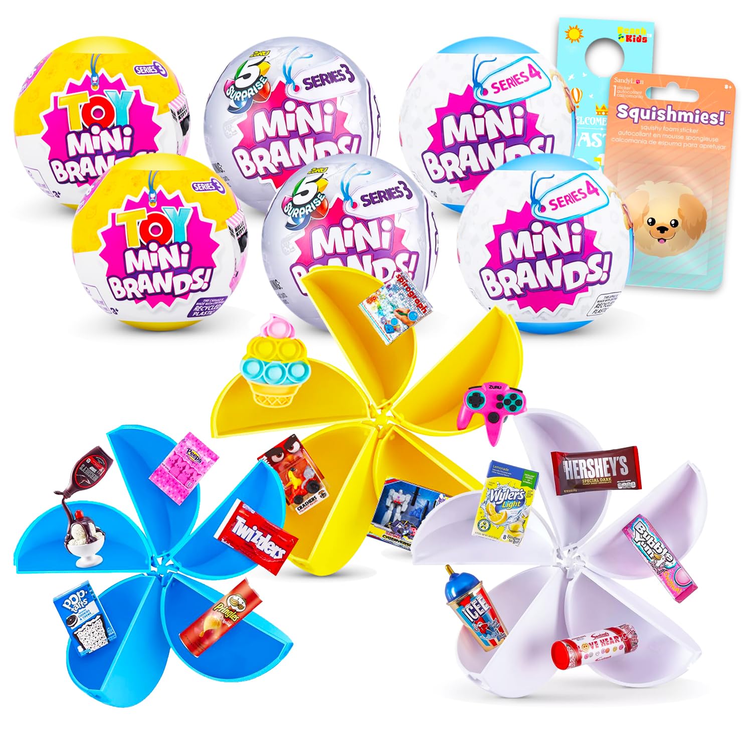 Zuru 5 Surprise Mini Brands Variety Pack - Mystery Toys Mini Brands Bundle Includes 6 Zuru Miniature Figure Mystery Balls Plus Stickers, More | Surprise Tiny Toys for Kids